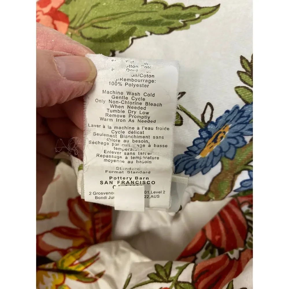 Pottery Barn Jacobean FLORAL QUILTED (2) Pillow Shams Standard 100% Cotton